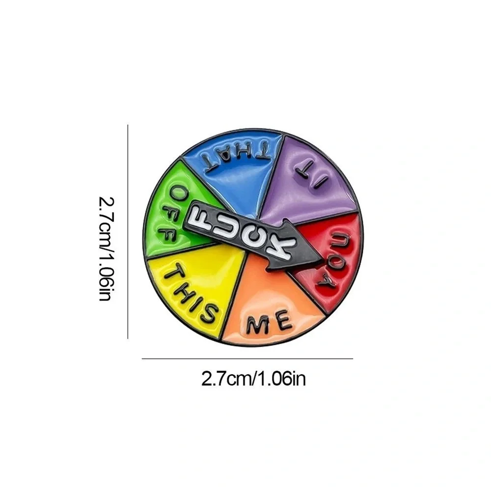 Women’s Jewelry Funny Colorful F*** Spinner Enamel Pin with 6 Words to Land On